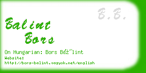 balint bors business card